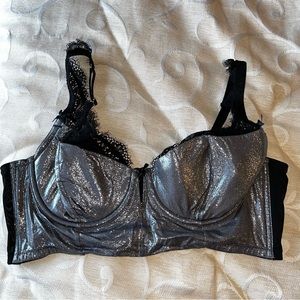 COPY - Cacique 42C Black and Silver Lace underwire bra lightly padded